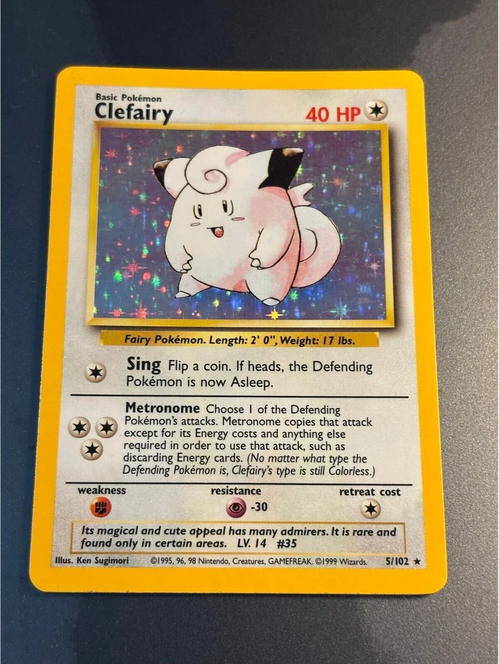 1999 Pokemon Clefairy 5/102 Base Set Unlimited Holo Rare HoloDex 6.8
